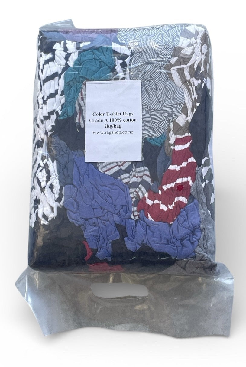 Coloured T-Shirt Rags Assorted, 2.0kg Compressed Bag