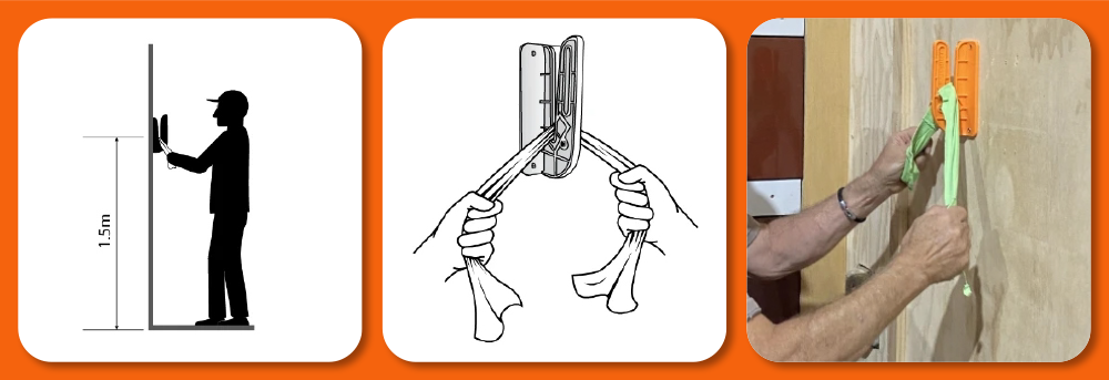 Illustrations and real-life usage of a tool for cutting fabric,twine,rope,string